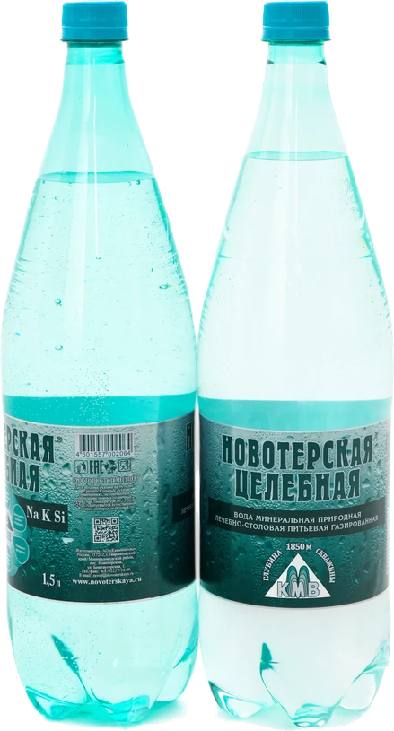Новотерская Целебная 1,5 л, ПЭТ — две бутылки, ракурс